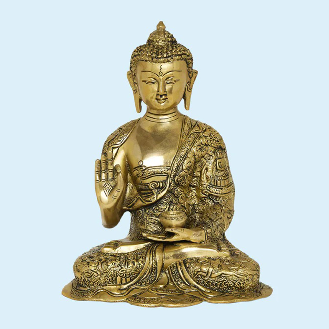 Brass Blessing Buddha 11.5 in