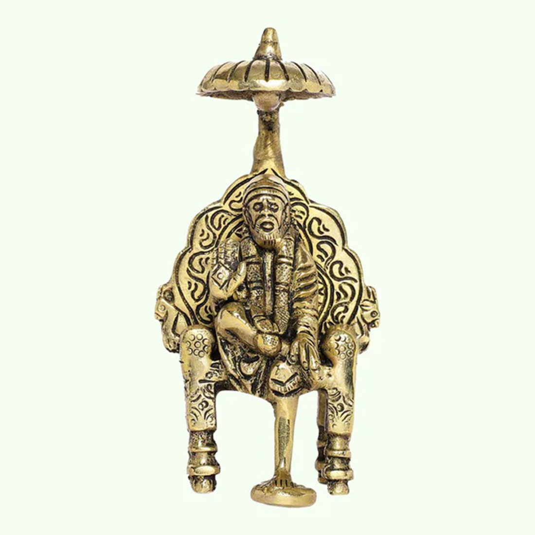 Brass Engraved Sai Baba with Throne 4 in