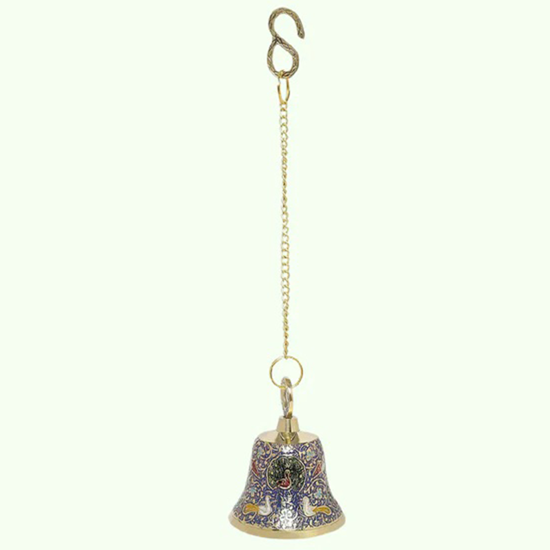 Brass Engraved Temple Bell Small (Assorted Designs & Colours)