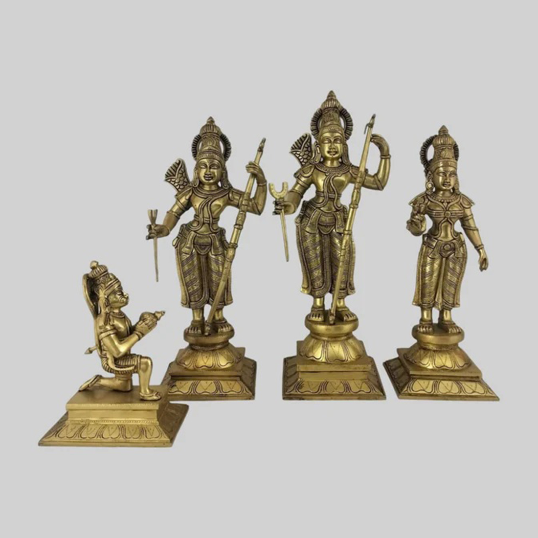 Brass Ram Darbar Set with Square Base 19 in