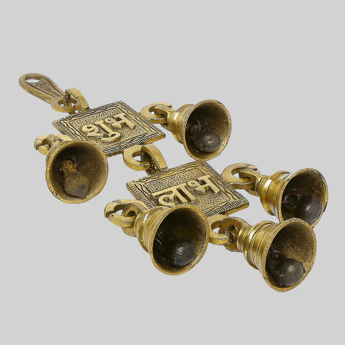 Brass Shubh Labh Wall Hanging with 5 Bells