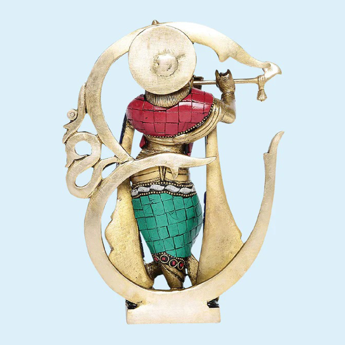 Brass Stonework OM Krishna 9 in