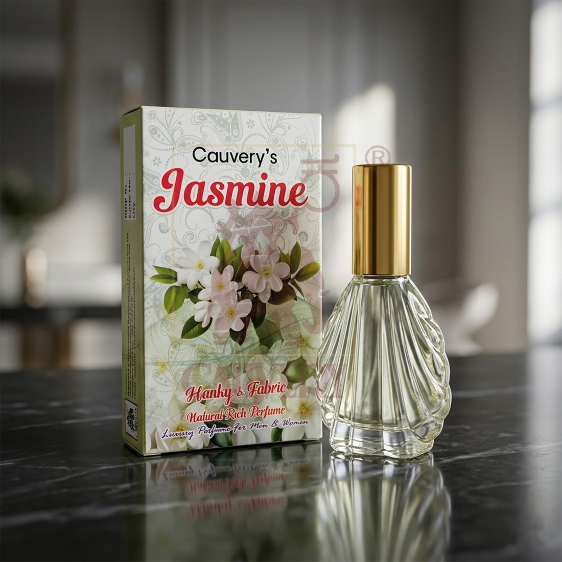 Cauvery's Jasmine Hanky & Fabric, Natural Rich Perfume(30ml)