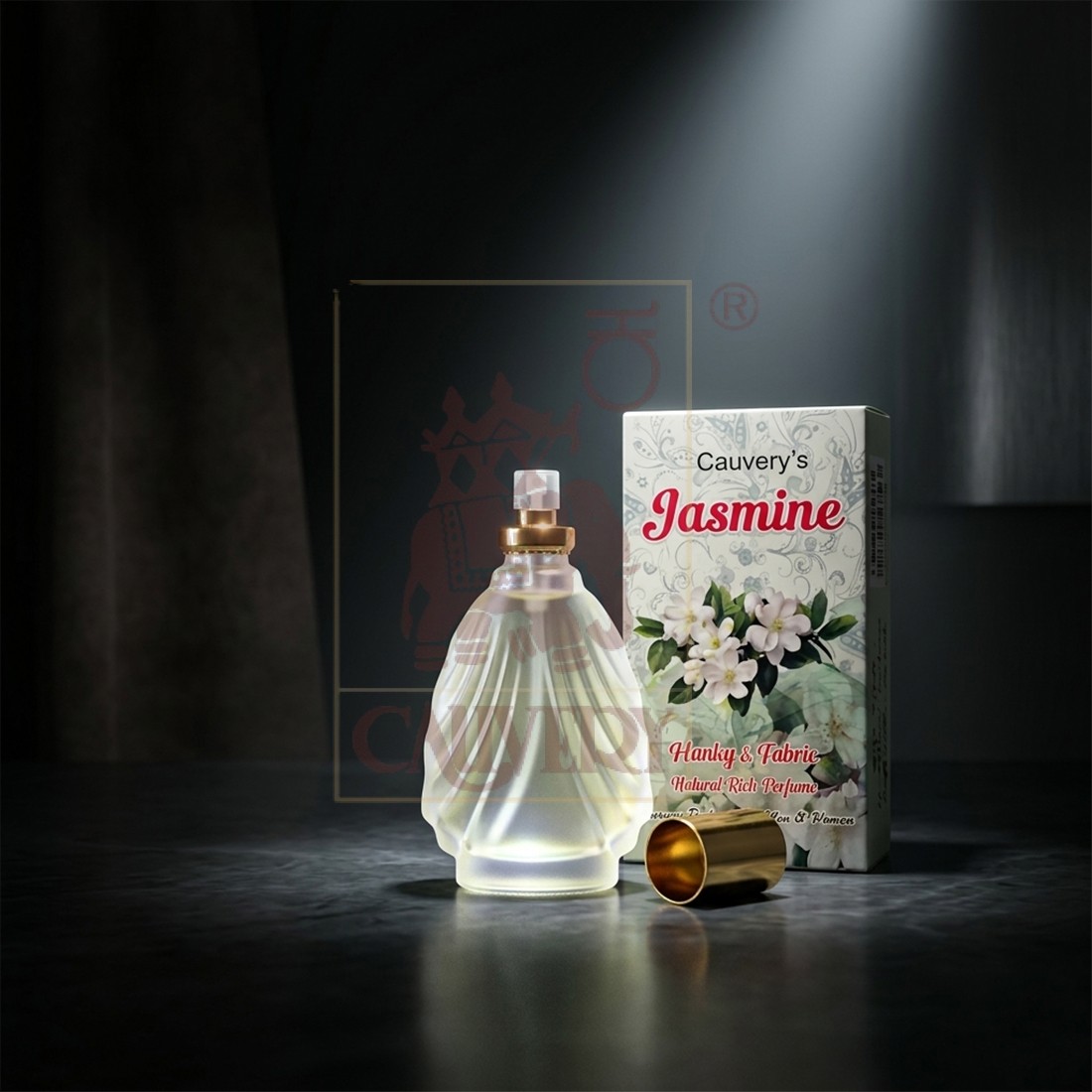 Cauvery's Jasmine Hanky & Fabric, Natural Rich Perfume(60ml)