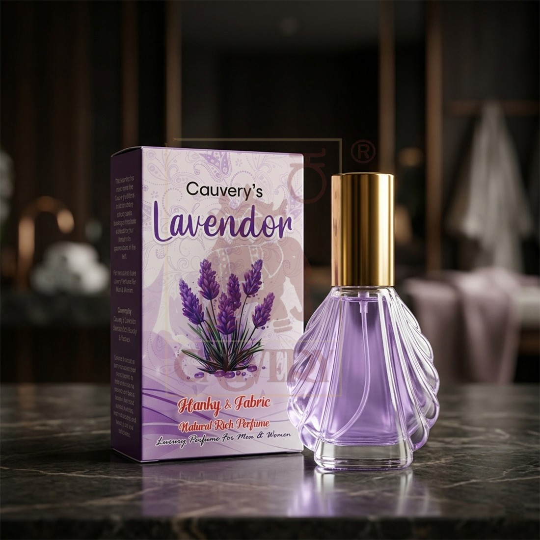 Cauvery's Lavender Hanky & Fabric, Natural Rich Perfume(30ml)
