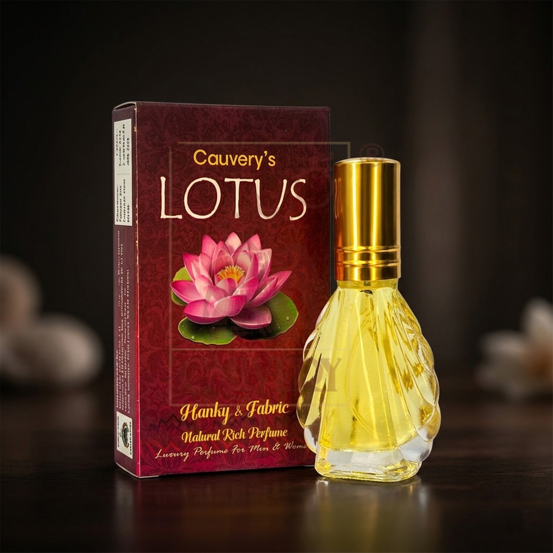 Cauvery's Lotus Hanky & Fabric, Natural Rich Perfume(30ml)