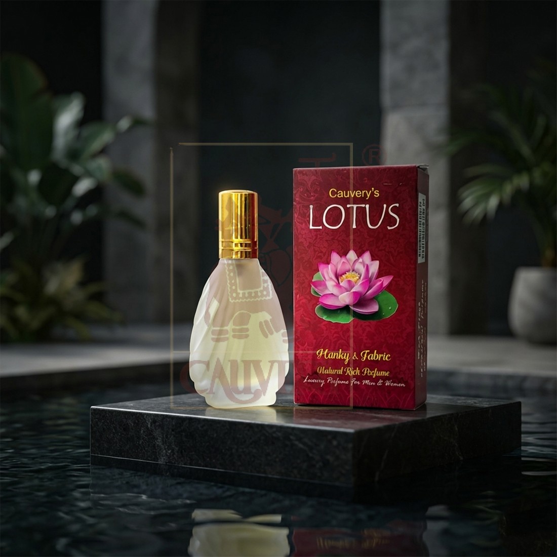 Cauvery's Lotus Hanky & Fabric, Natural Rich Perfume(60ml)