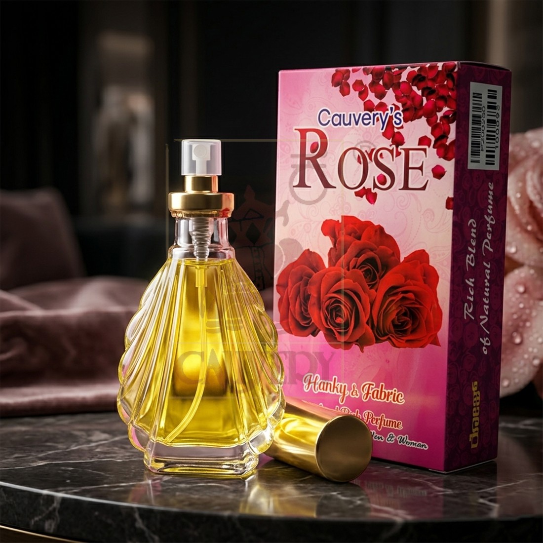 Cauvery's Rose Hanky & Fabric, Natural Rich Perfume(30ml)