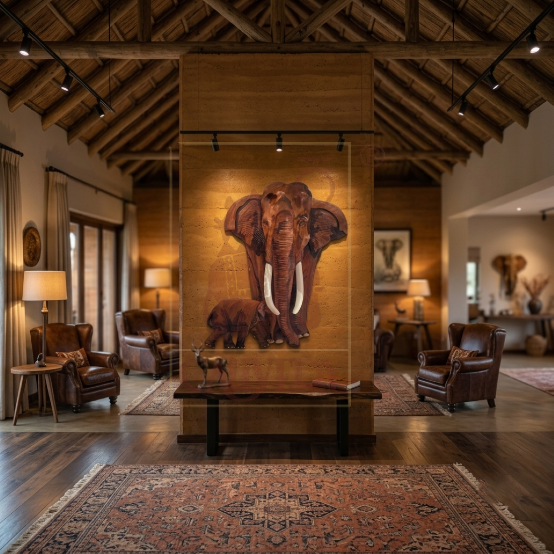 Rosewood Inlay Wall Hanging- Elephant With Baby