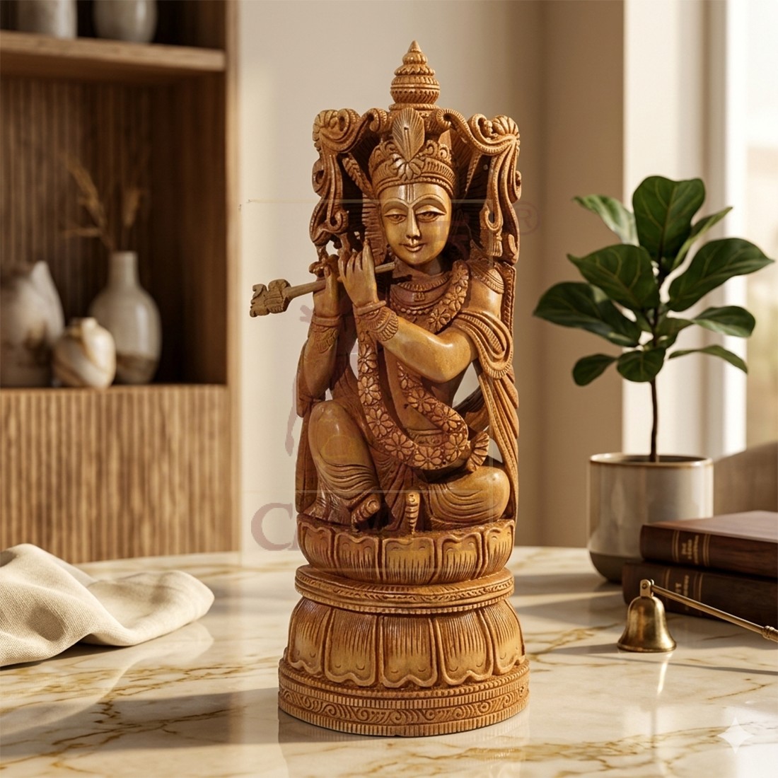 Sandalwood Sitting Krishna 10