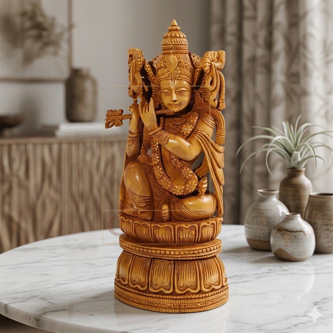 Sandalwood Sitting Krishna 8