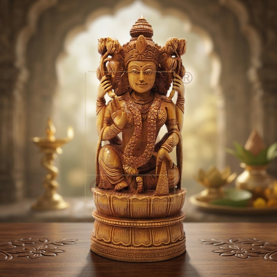 Lakshmi God Figure Sitting 10"