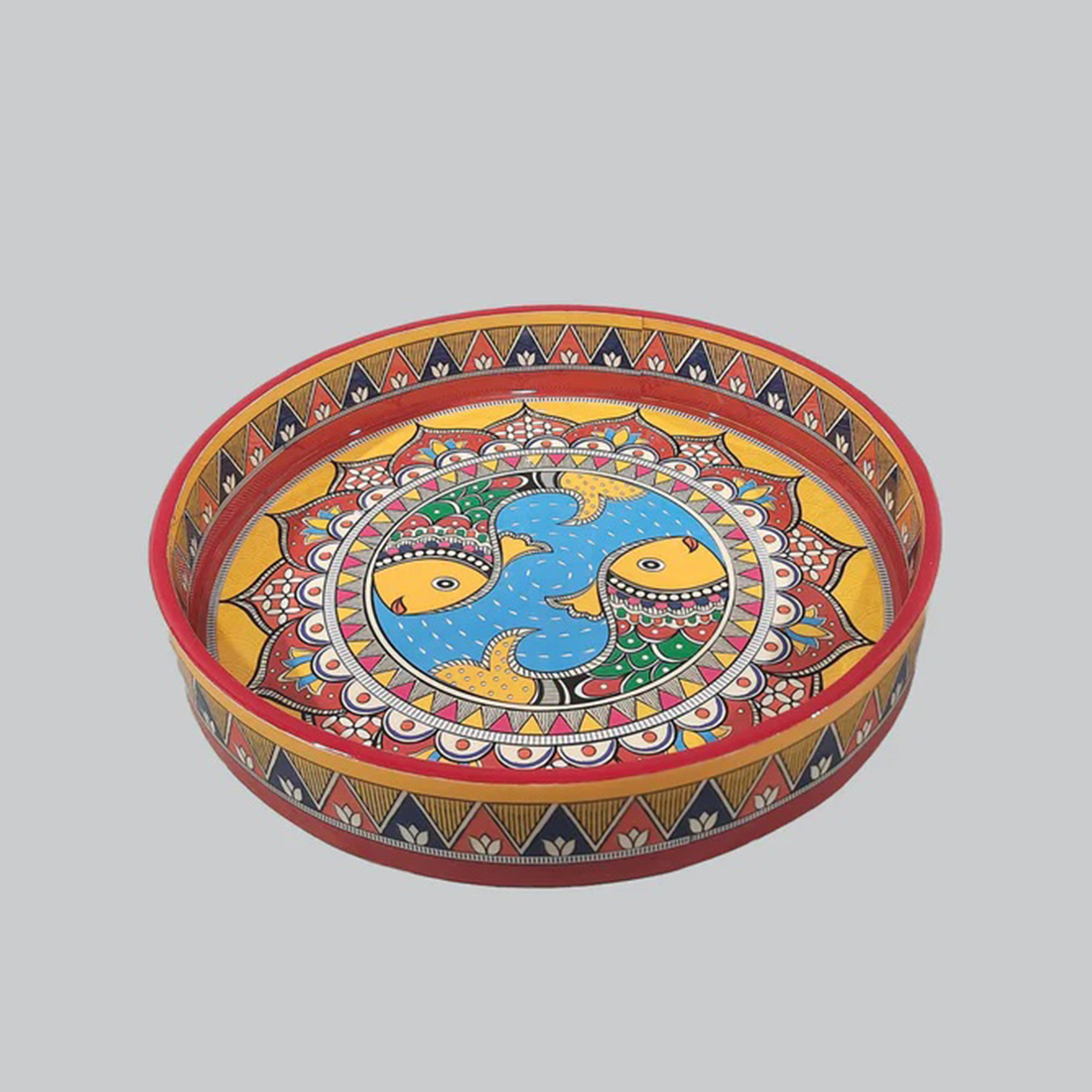 Madhubani Enamel Round Tray