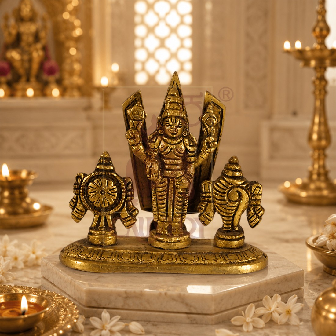 Brass Balaji Shanka Chakra 3.75"