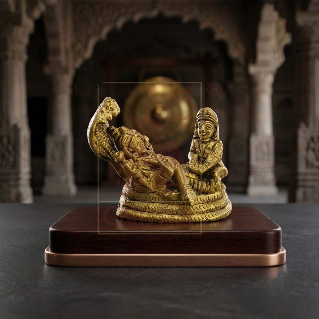 Brass Sleeping Vishnu Lakshmi 2.5"