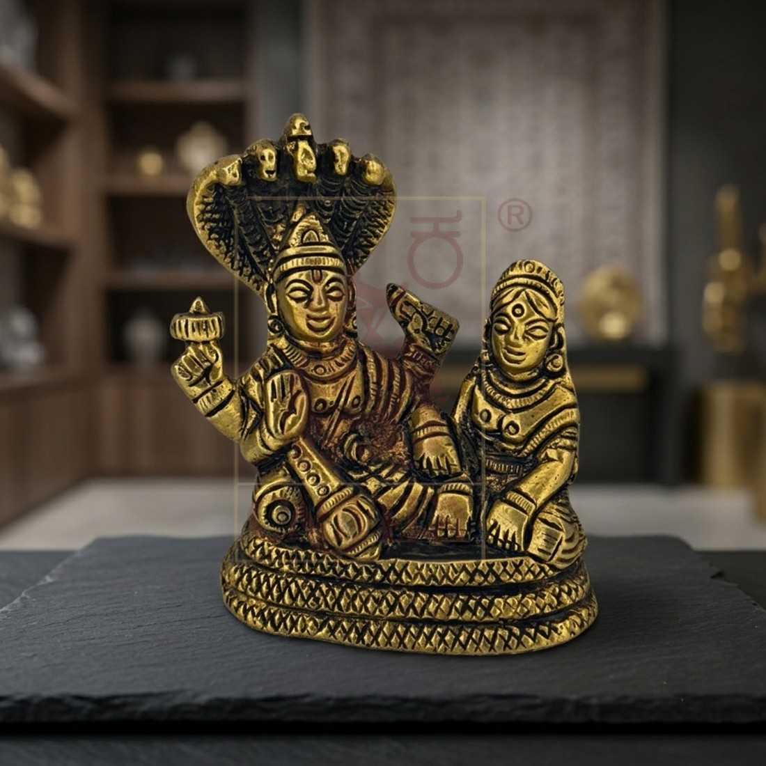 Brass Vishnu Lakshmi 3"
