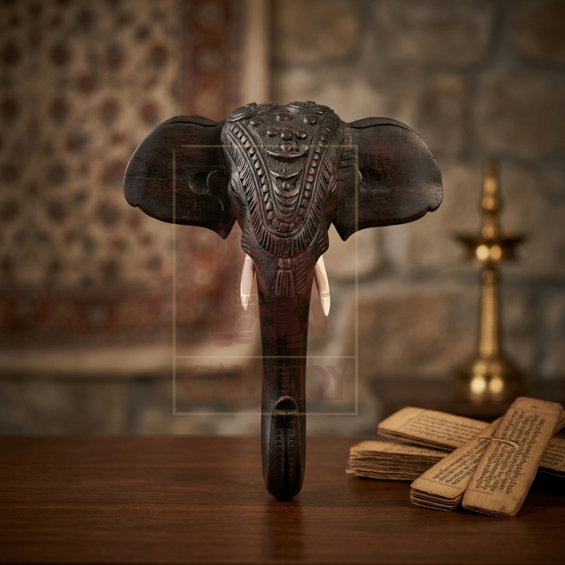 OW Carved Ele Head 12"