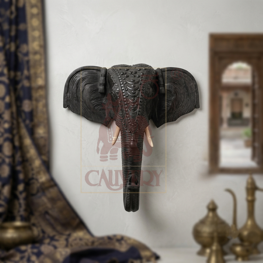 OW Carved Ele Head 21"
