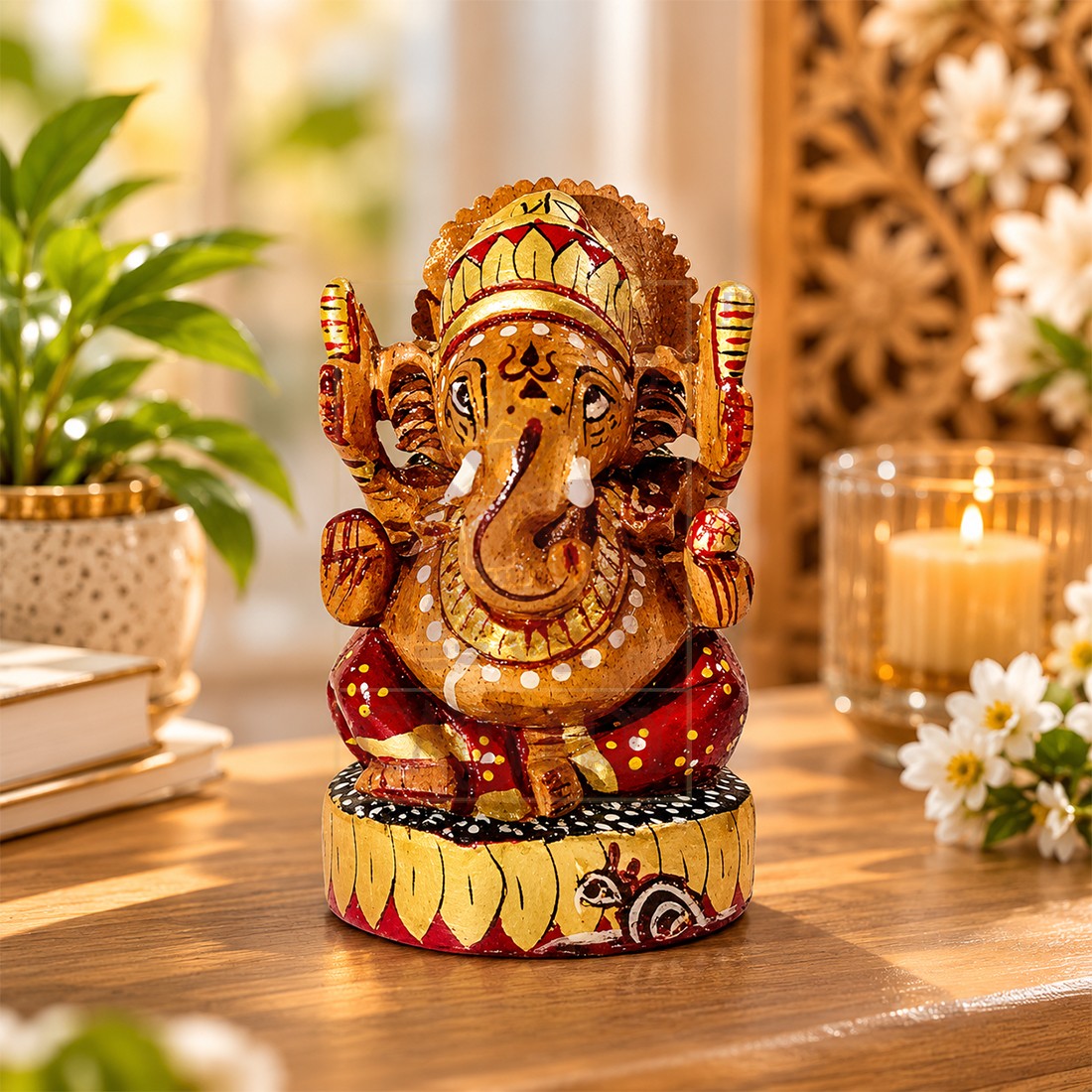 Ganesh Open Painted 3"