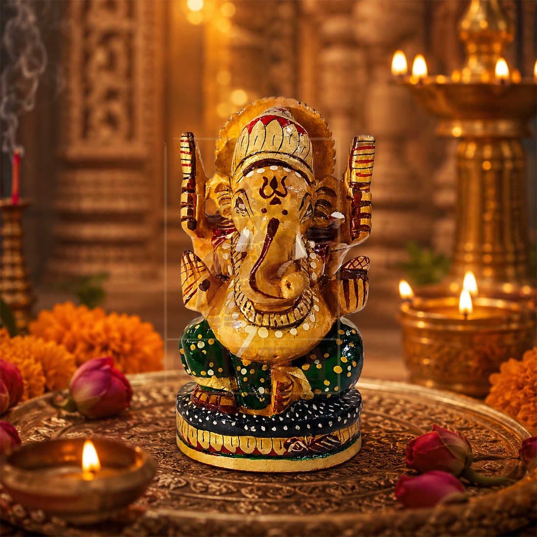 Ganesh Open Painted 4"