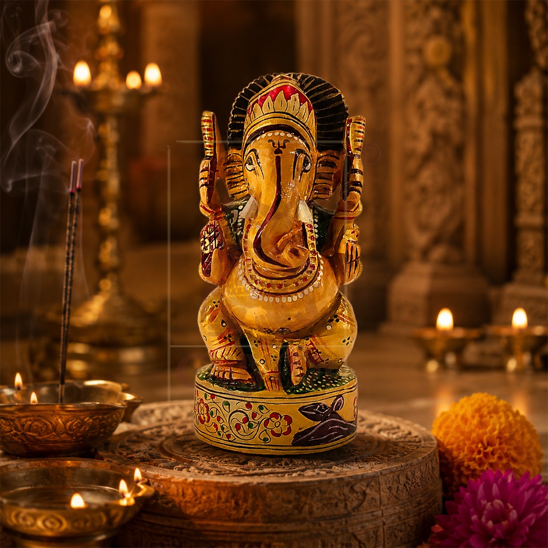 Ganesh Open Painted 6"