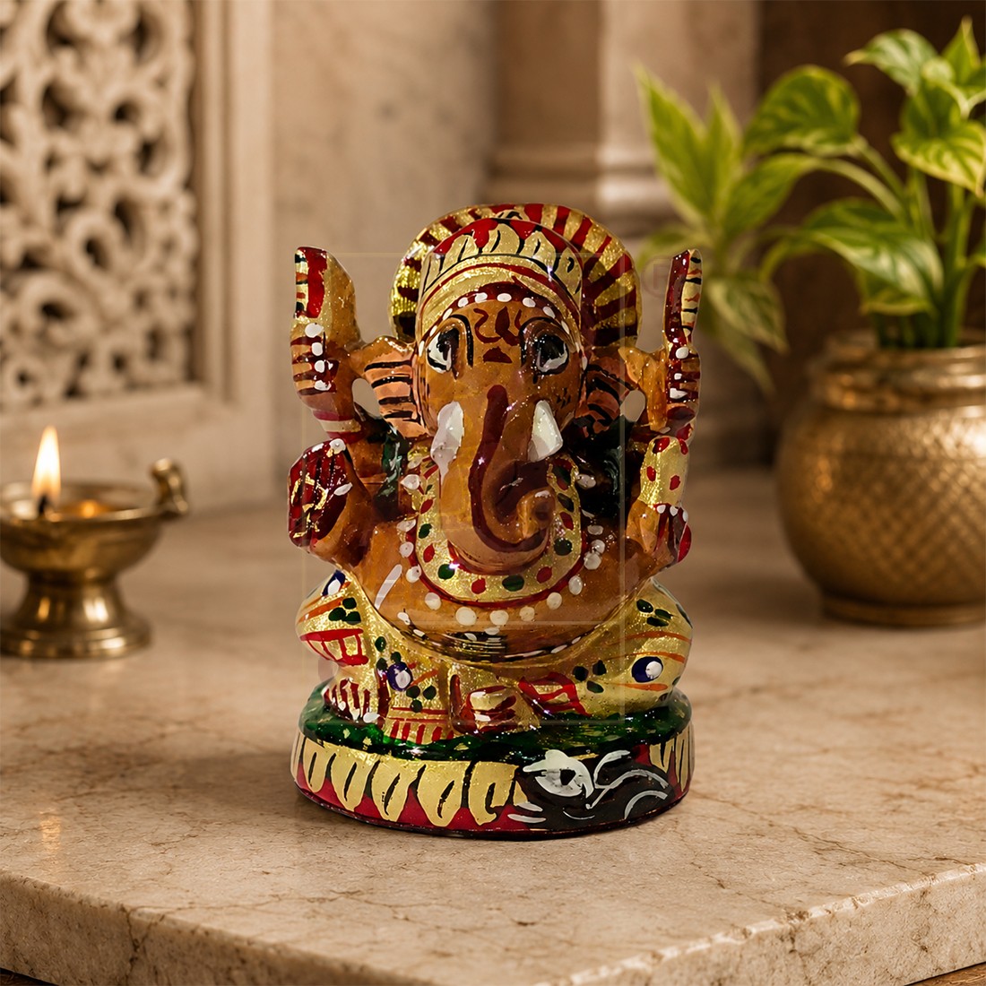 Ganesh Open Painted 2"