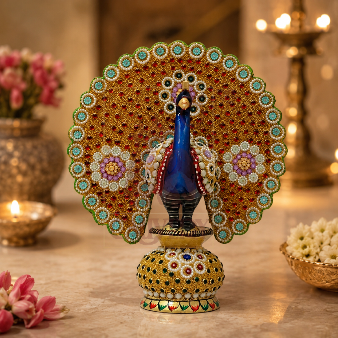 Moti Peacock Painted 10"
