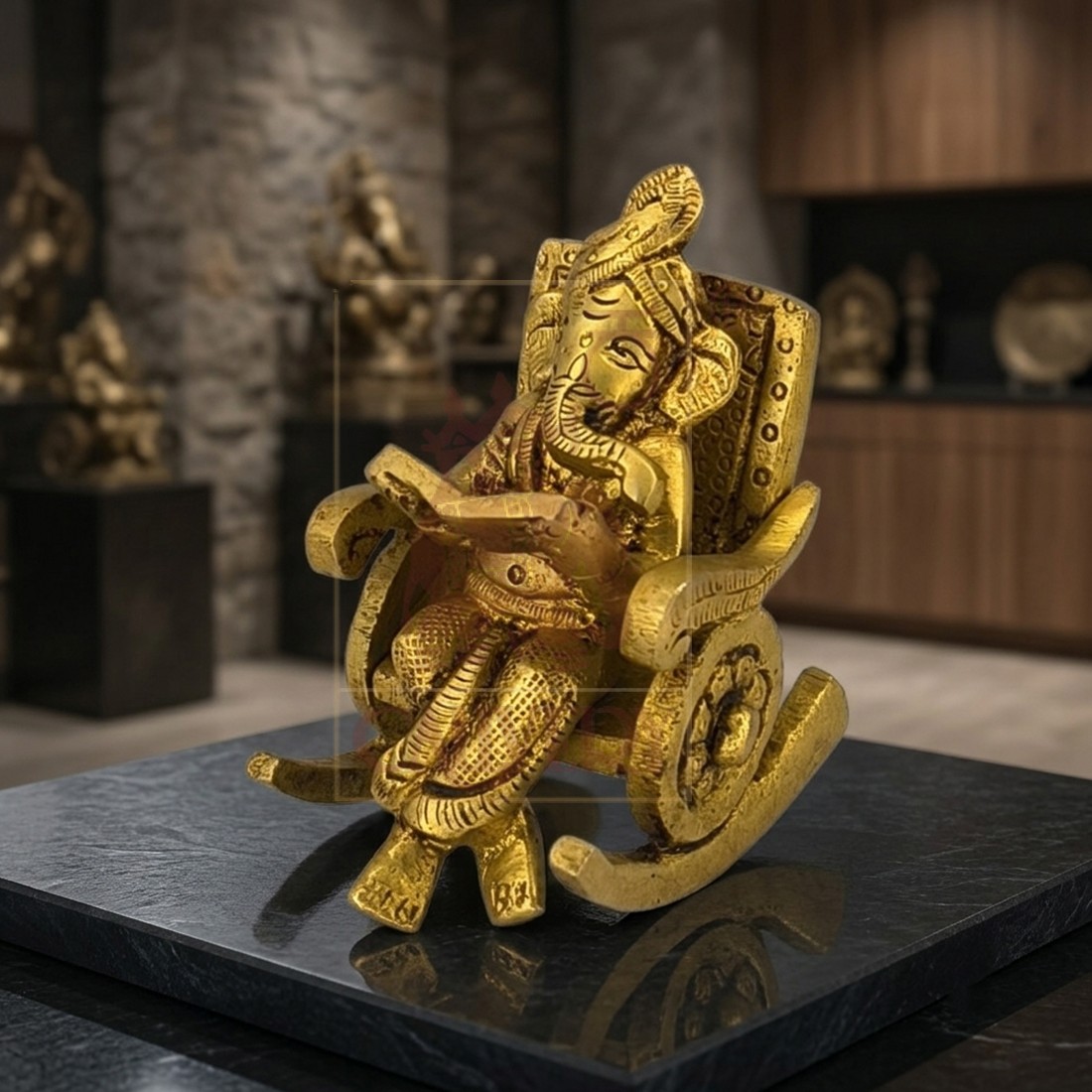 Brass Rocking Chair Ganesh 3"