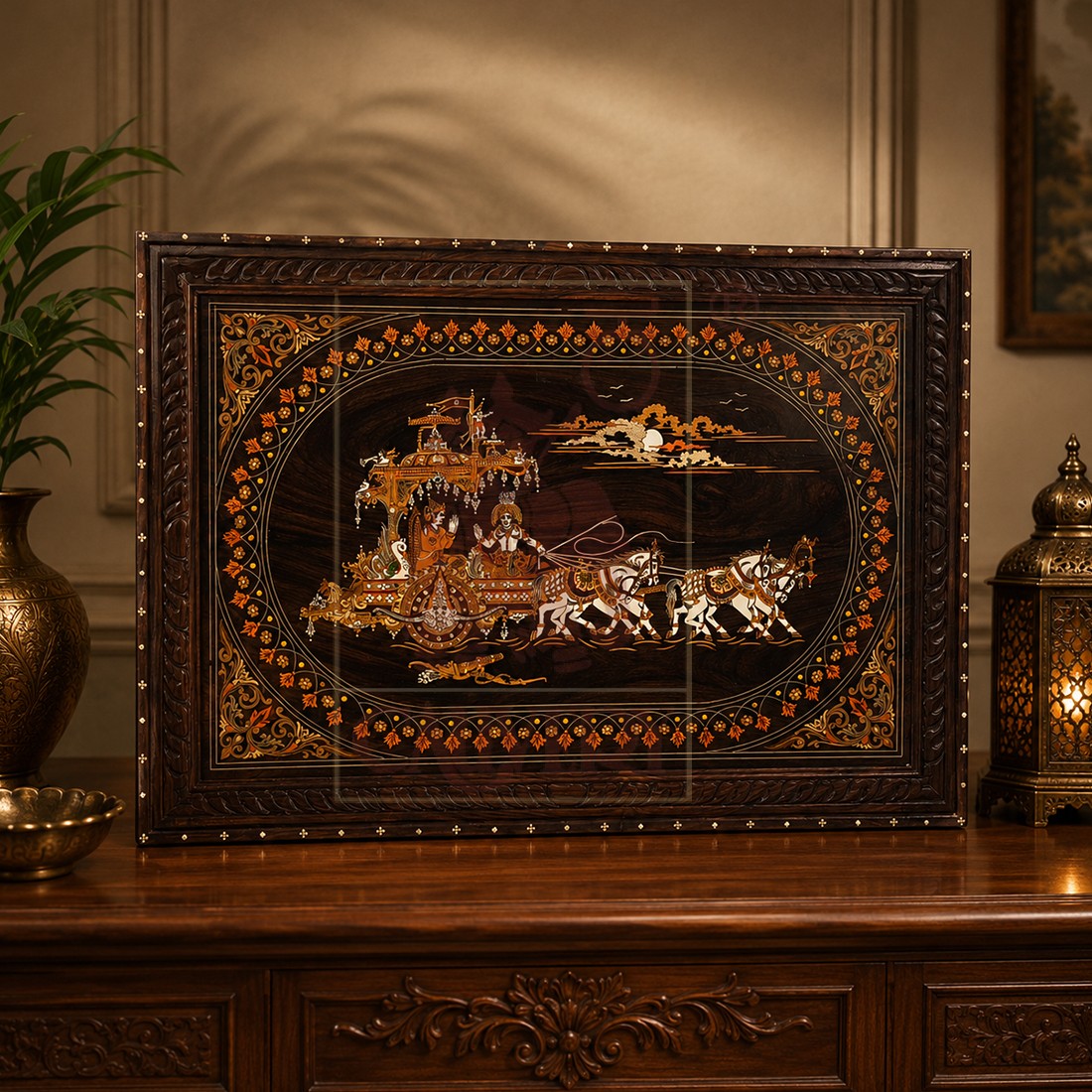 Rosewood Inlay 3D Wall Hanging - Geethopadesha 2'x3'