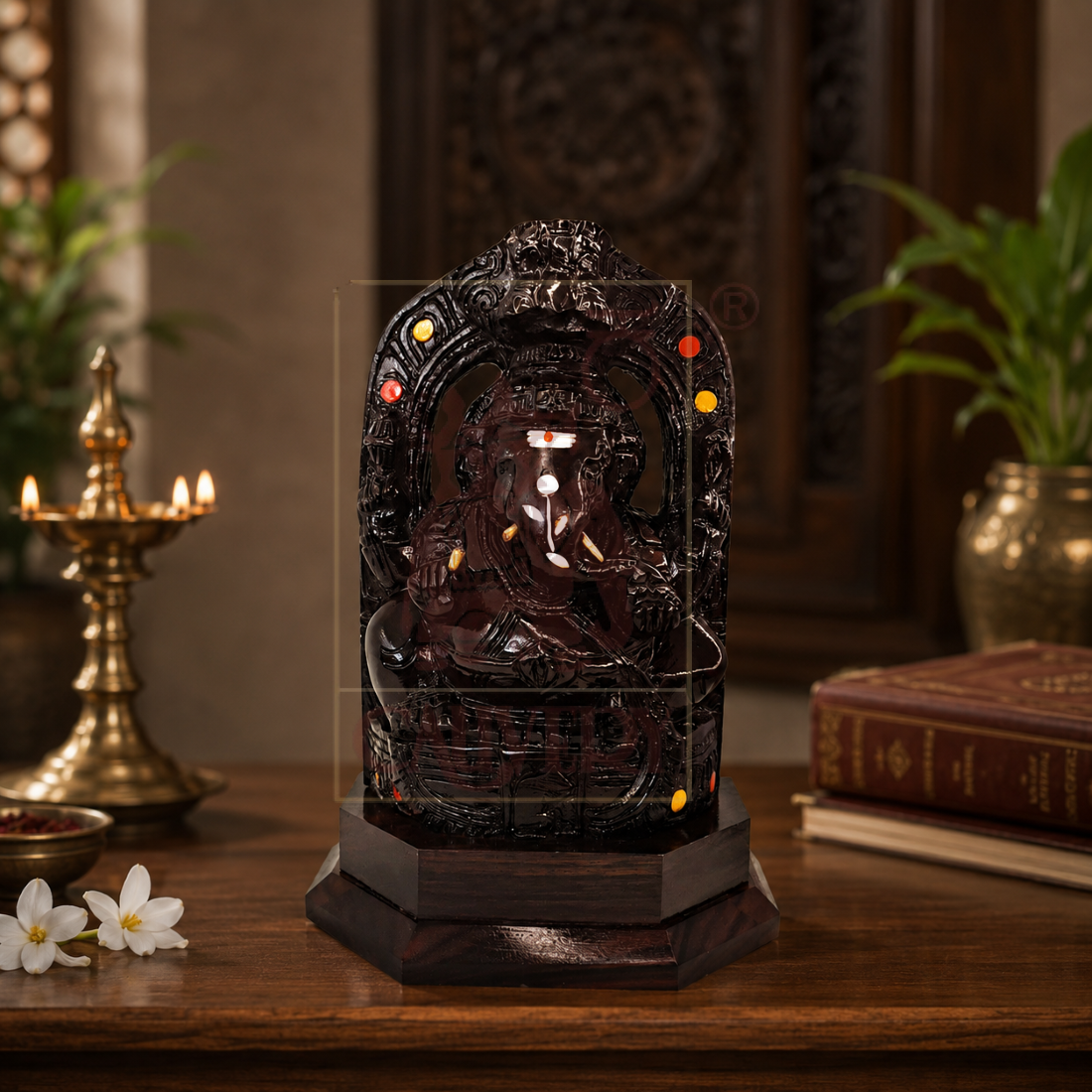 Rosewood Carving Ganesha 6"