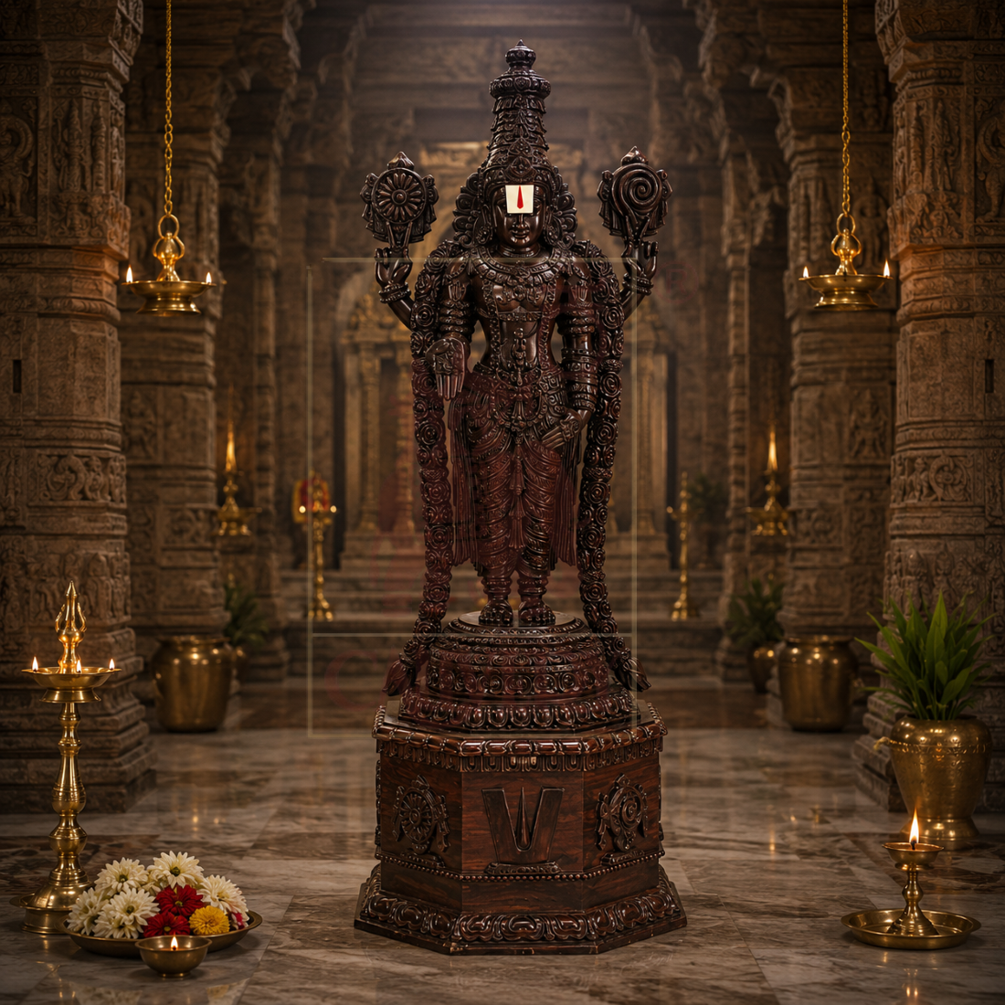 Rosewood Special Carving Balaji Statue 78"