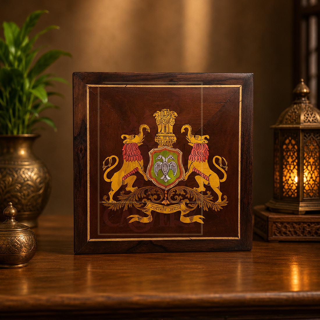 Rosewood Wall Panel - Karnataka Emblem 12