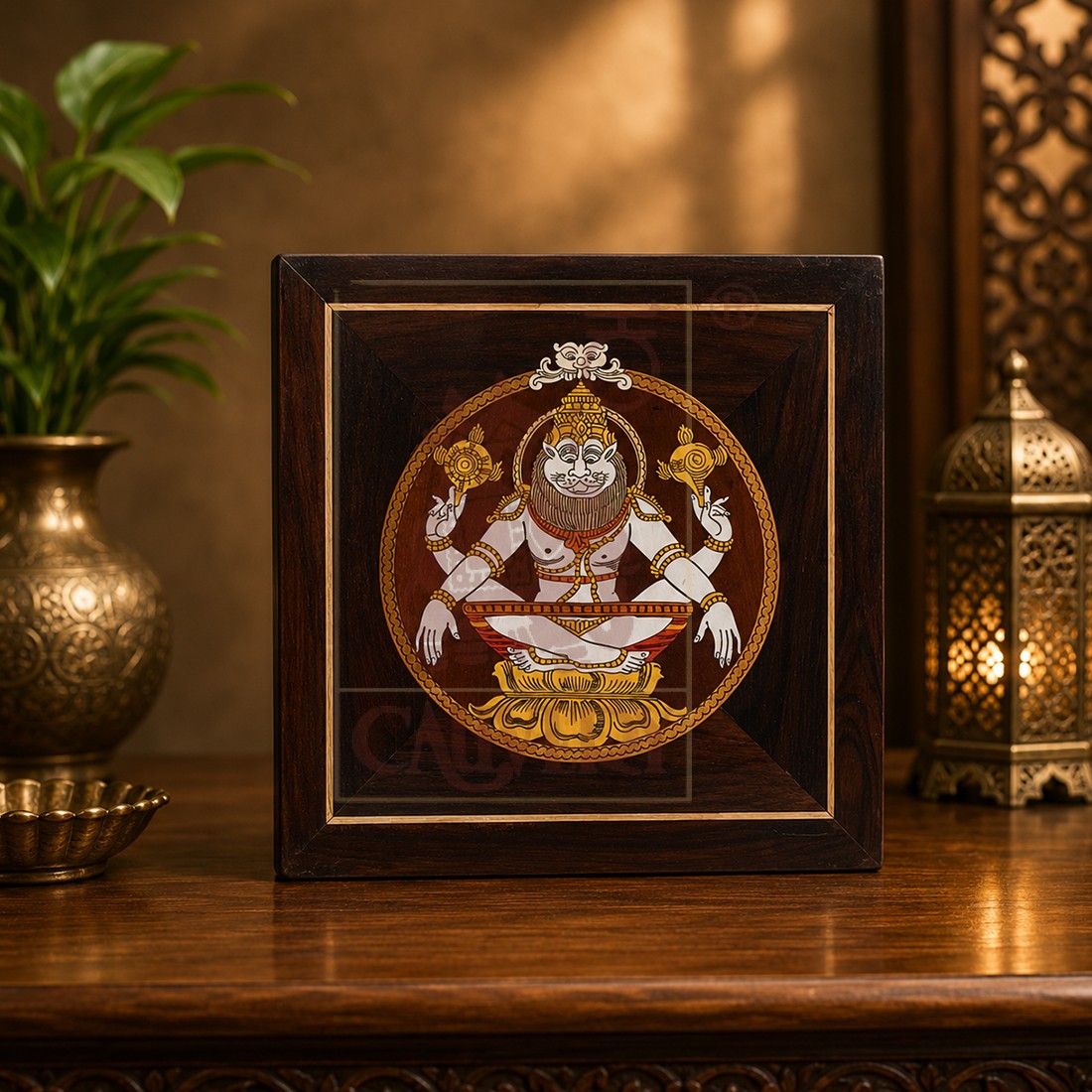 Rosewood Wall Panel - Narasimha Swami 12