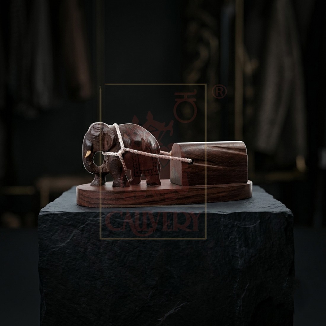 Rosewood Log Elephant 1.5" 