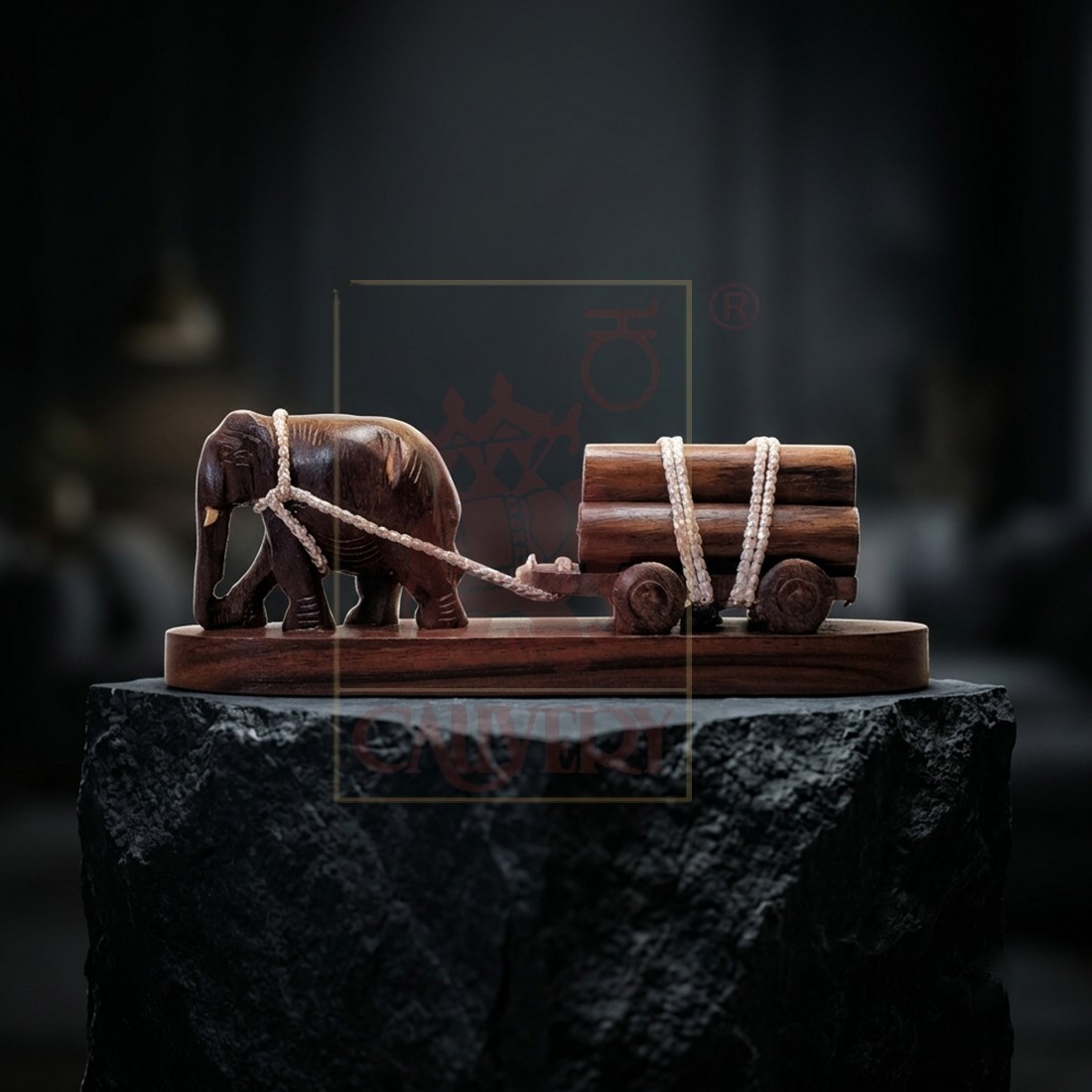 Rosewood Cart Small Elephant 2"