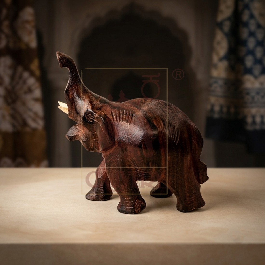 Rosewood Elephant Trunk Up 2"