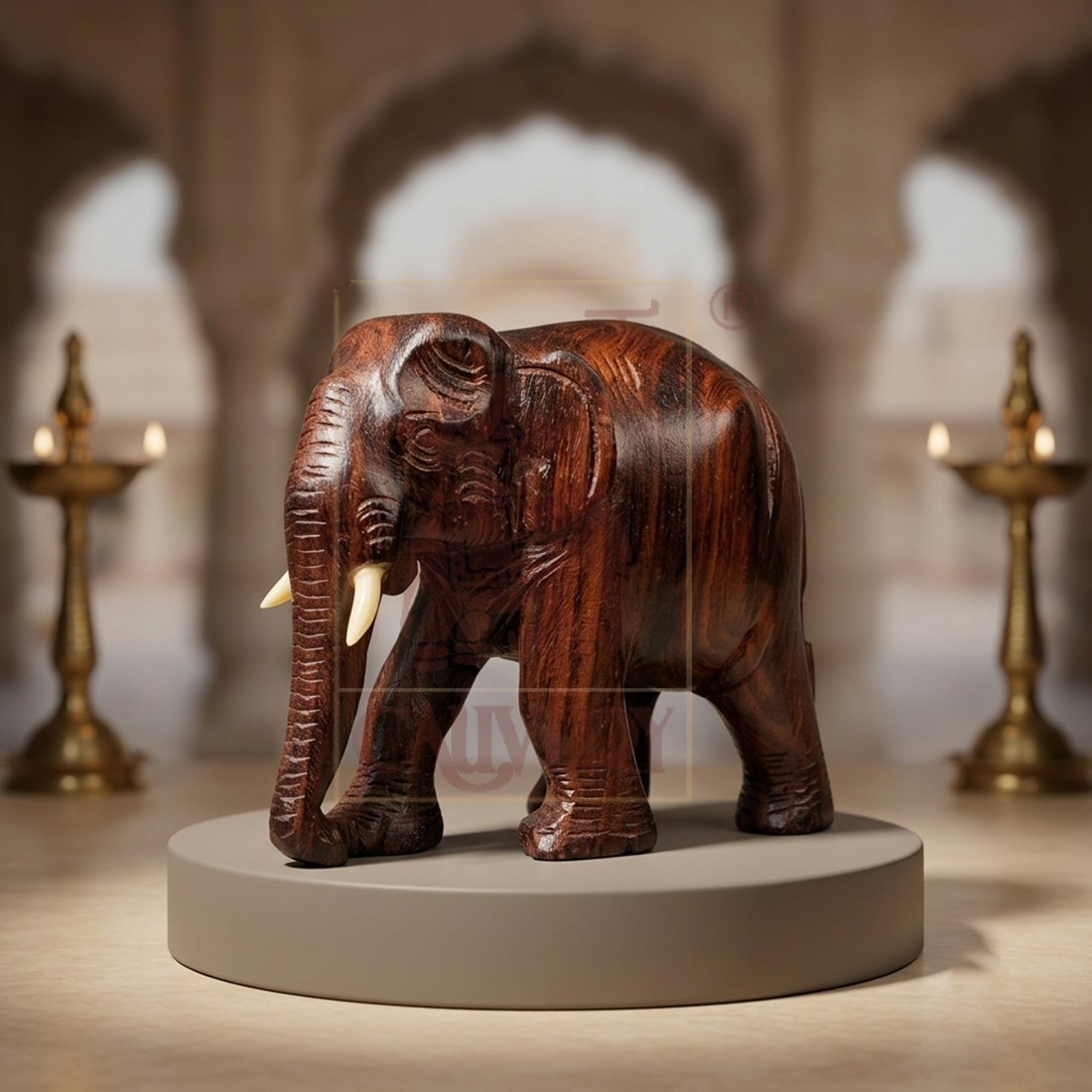 Rosewood Small Elephant 3"