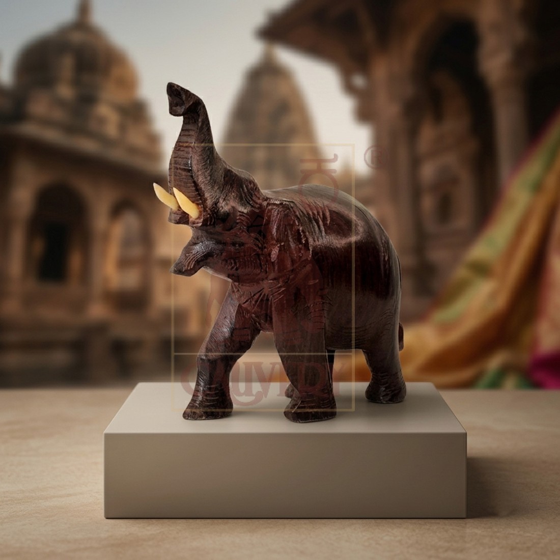 Rosewood Trunk Up Elephant 3" 