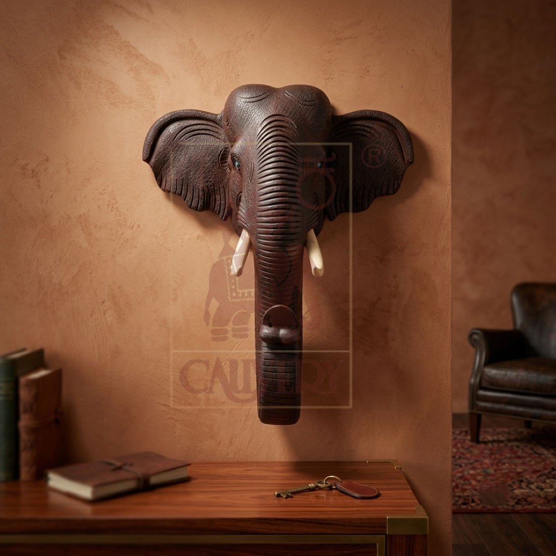 Rosewood Skin Carving Elephant Head 10