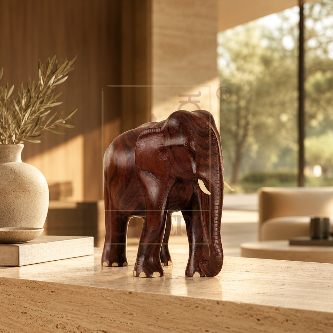 Rosewood Elephant Trunk Down 8"
