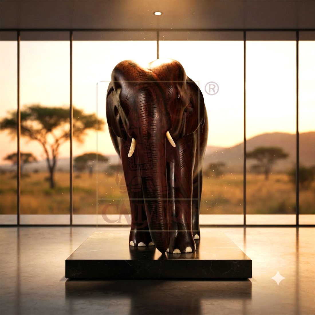 Rosewood Elephant Trunk Down 10"