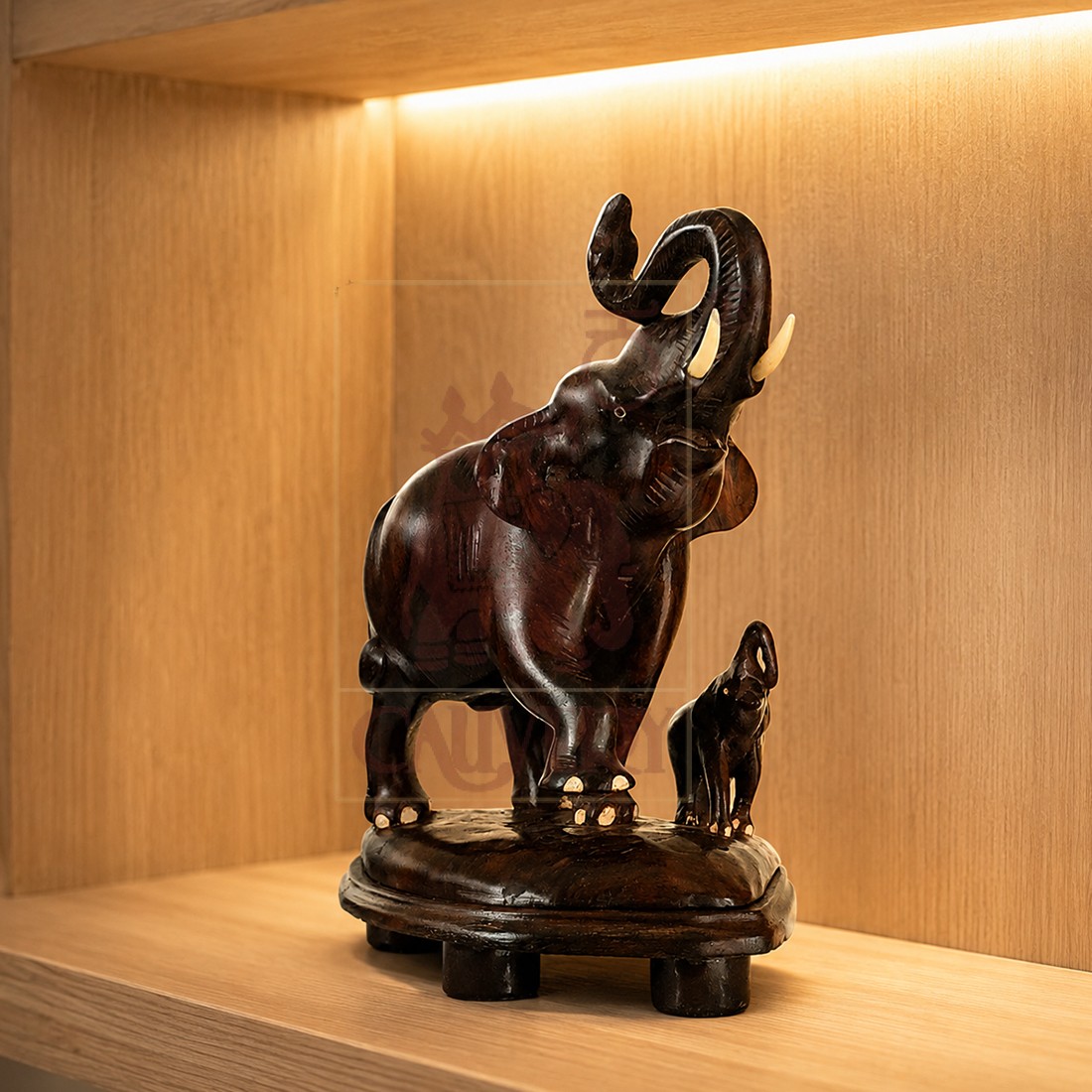 Rosewood Saluting Elephant & Child Single Piece 11"