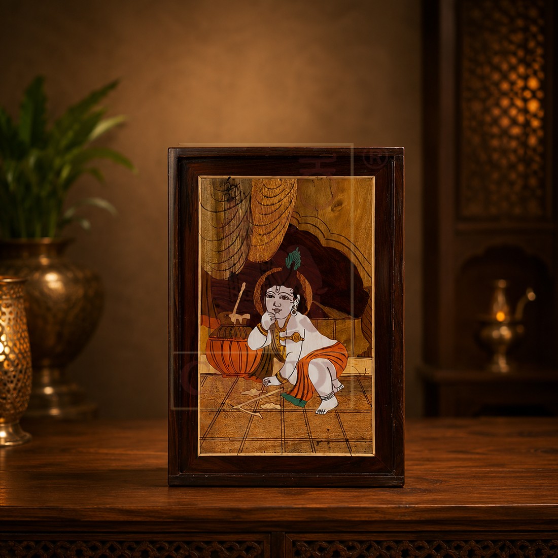 Rosewood Inlay Wall Panel - Bala Krishna 13