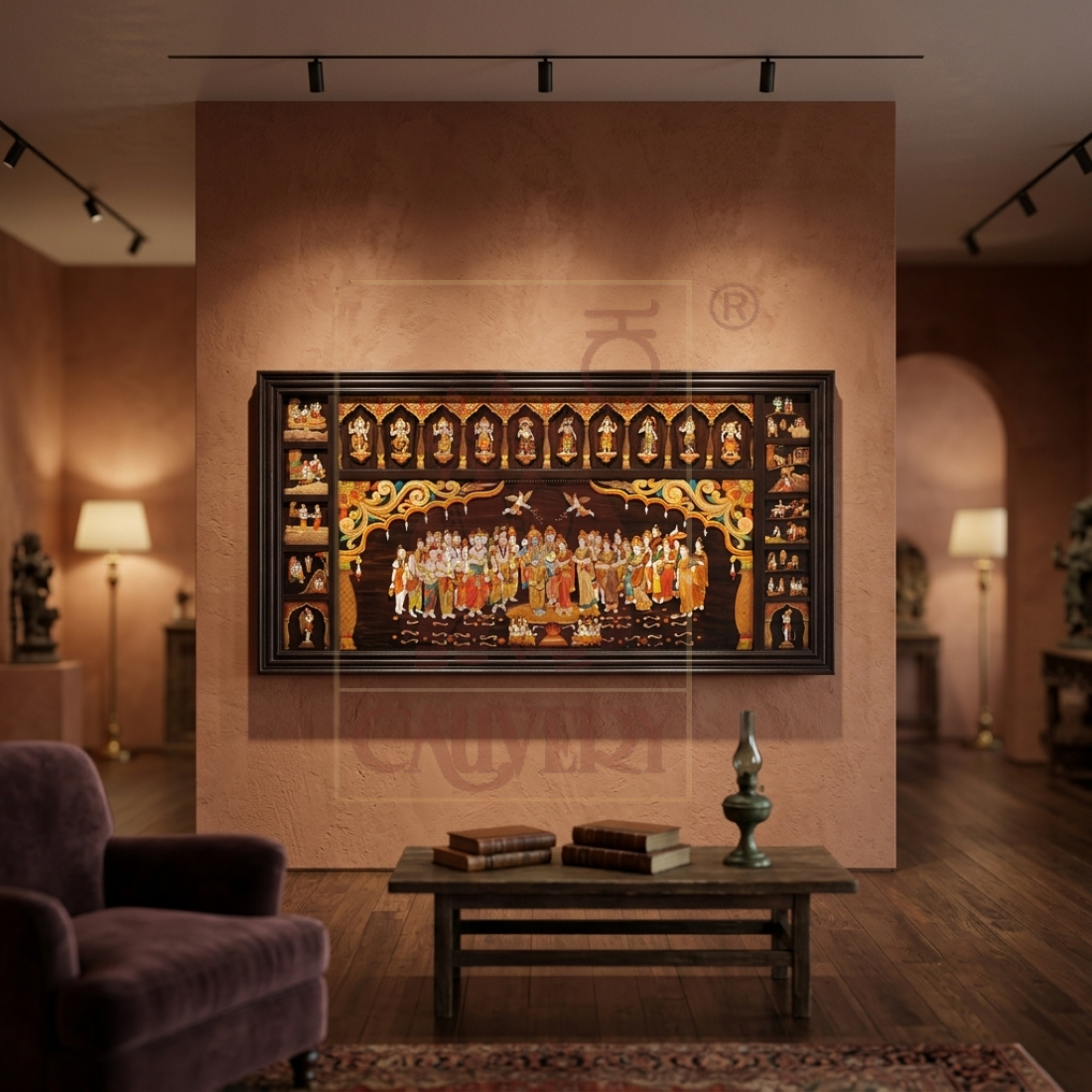 Rosewood 3D Wall Frame - Srinivasa Kalyana 8'x4'