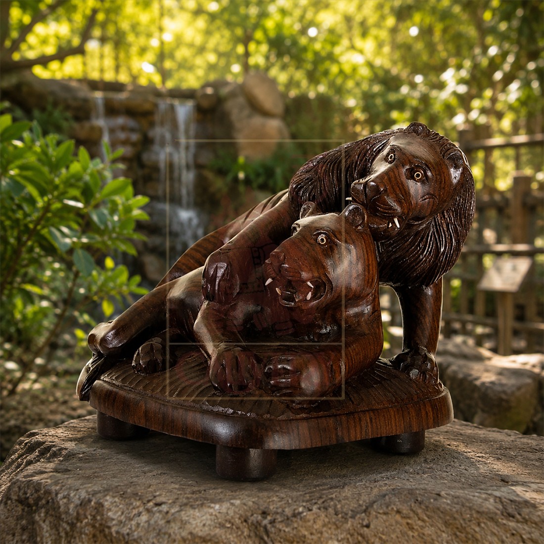 Rosewood Lion Family Single Piece 11"x8"