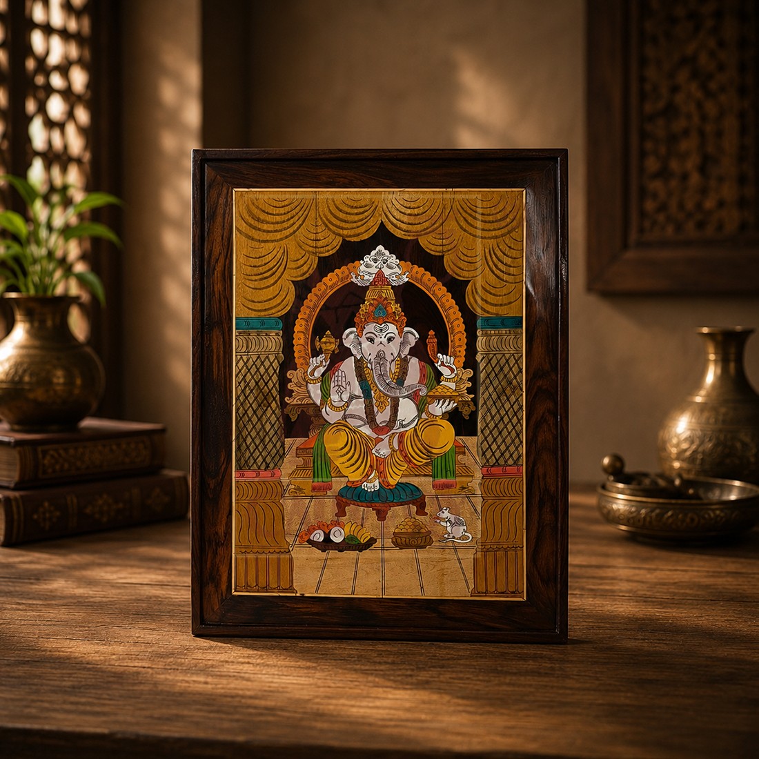 Rosewood Inlay Wall Frame - Ganesha 19