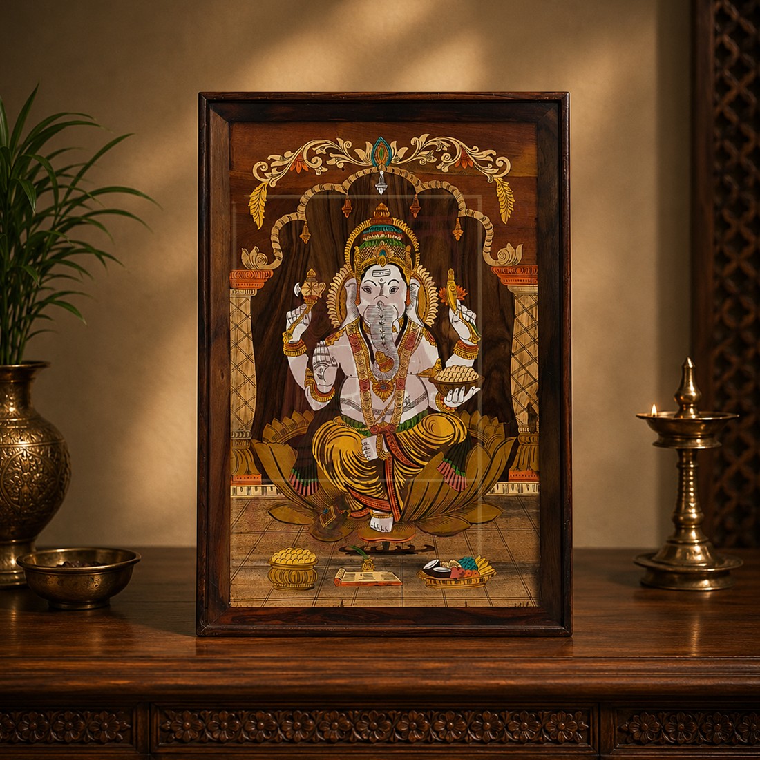 Rosewood Wall Frame - Ganesha 2'x3'