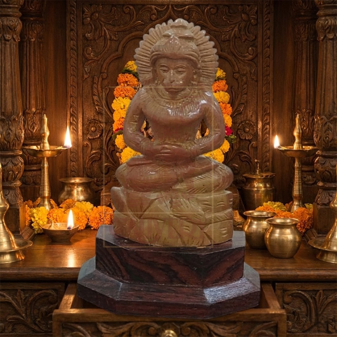 Sandalwood Sitting Hanuman