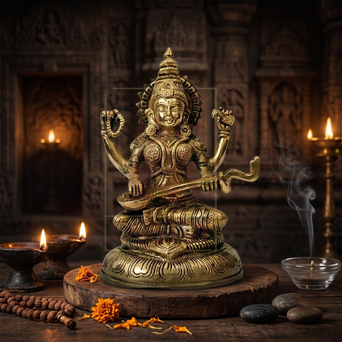 Brass Saraswathi 7"