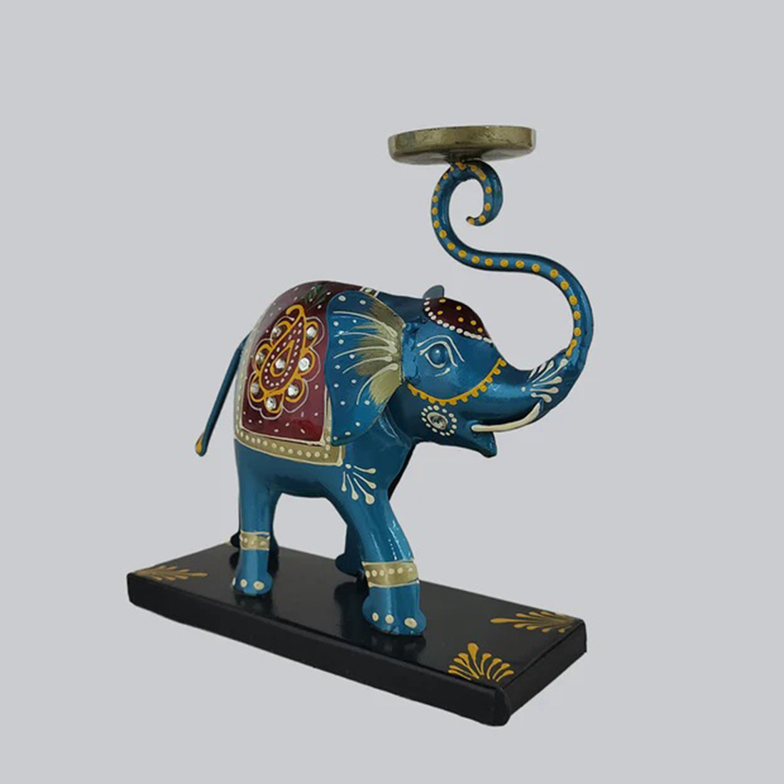 Small Hand Painted Elephant T- Lite Holder 6 in